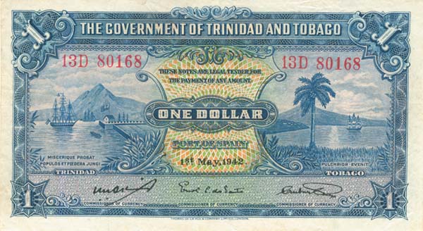 Trinidad and Tobago - 1 Dollar - P-5c - 1942 dated Foreign Paper Money